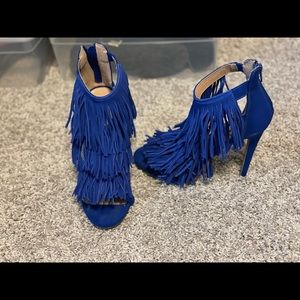Royal Blue fringe heels. Size 8